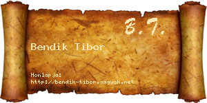 Bendik Tibor névjegykártya